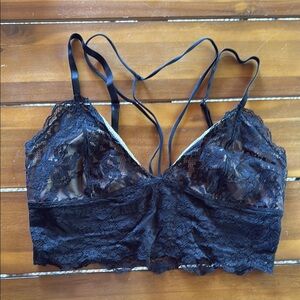 Elegant Black Lace Bralette with built in Choker - Size M
